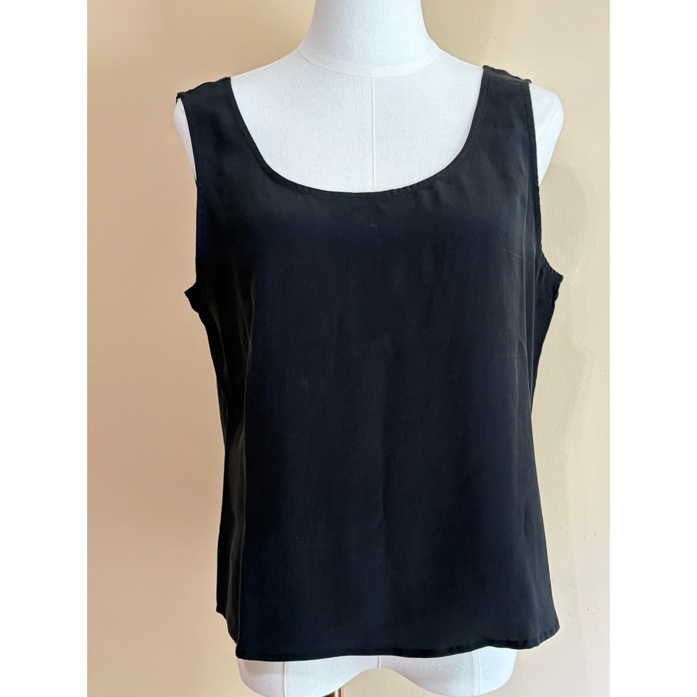 Jessica Holbrook Black 100% Silk Tank Top Shell Women Medium NWT